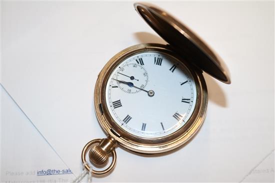 A gold plated quarter repeating hunter pocket watch.